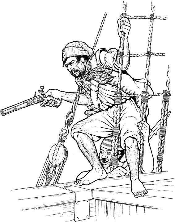 Plansa de colorat cu Pirati 18 10